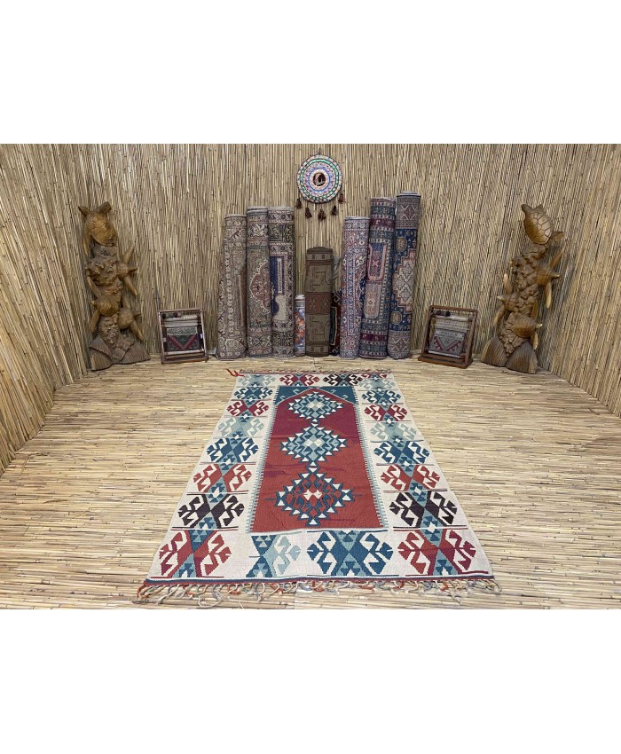 Handmade Turkish Kayseri Nomadic Original  Wool on Wool Kilim – FREE SHIPPING..!